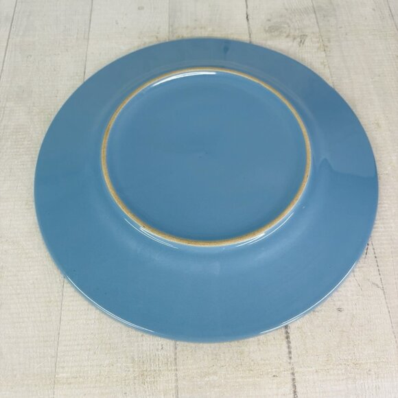 Coventry SKINNY HEX Blue Embossed Rim Design Stoneware 11" Dinner Plates Set 4 - Picture 5 of 16
